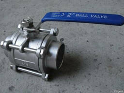 Кран шаровой трехсоставной приварной нержавеющий с ручкой Ду