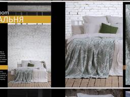 Bedding, kitchen and bath accessories made of natural corrugated, ecologically clean linen